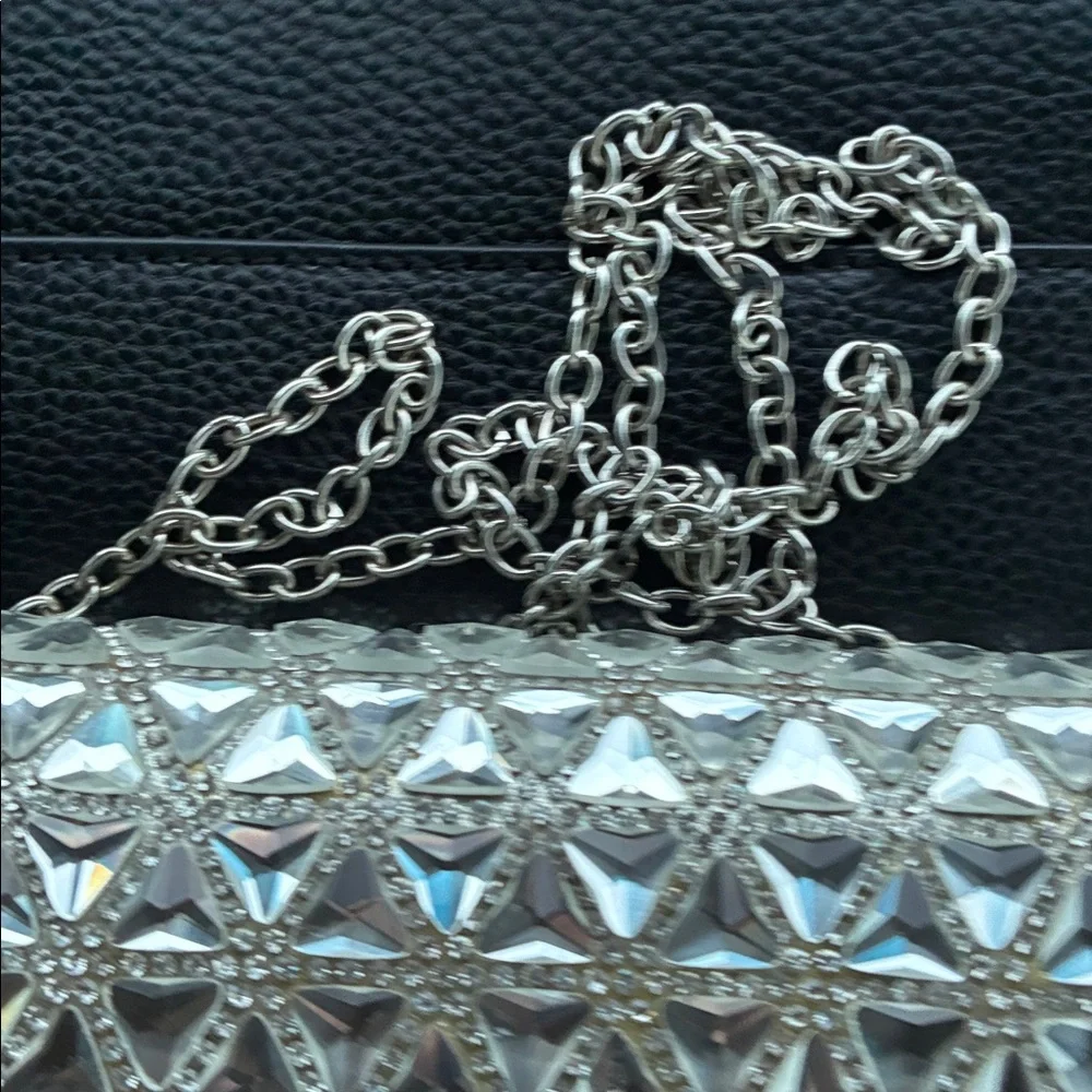 Gunne Sax Silver Crystal Embellished Clutch